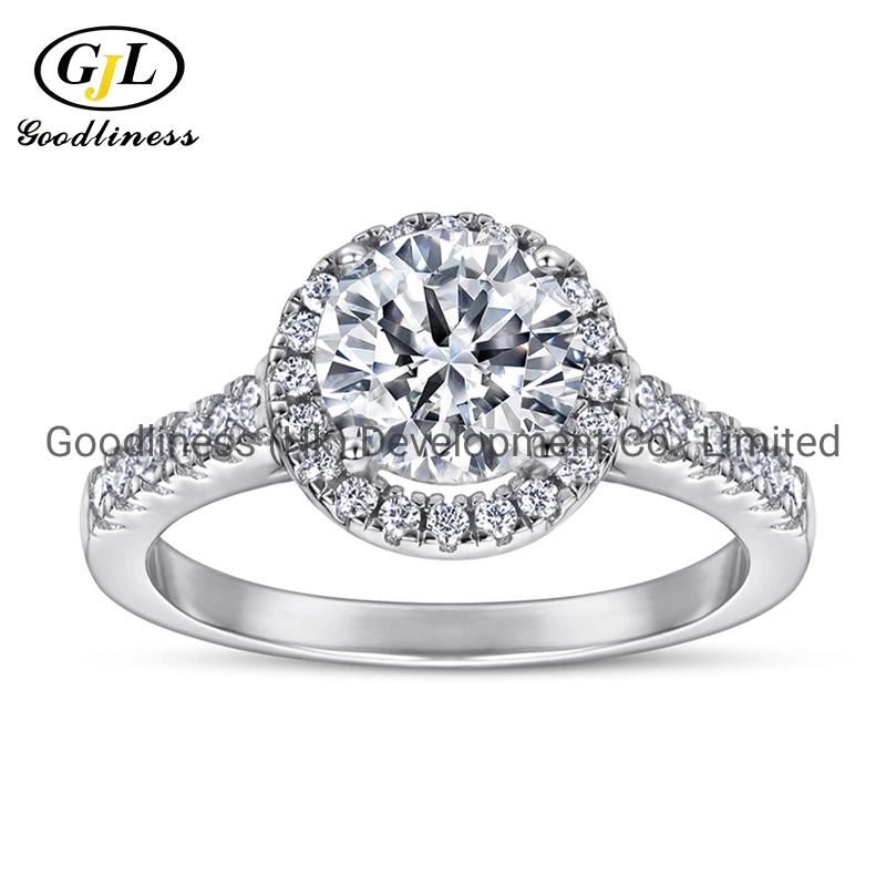 Women 925 Sterling Silver Round Halo Engagement Wedding Rings Fashion Jewelry