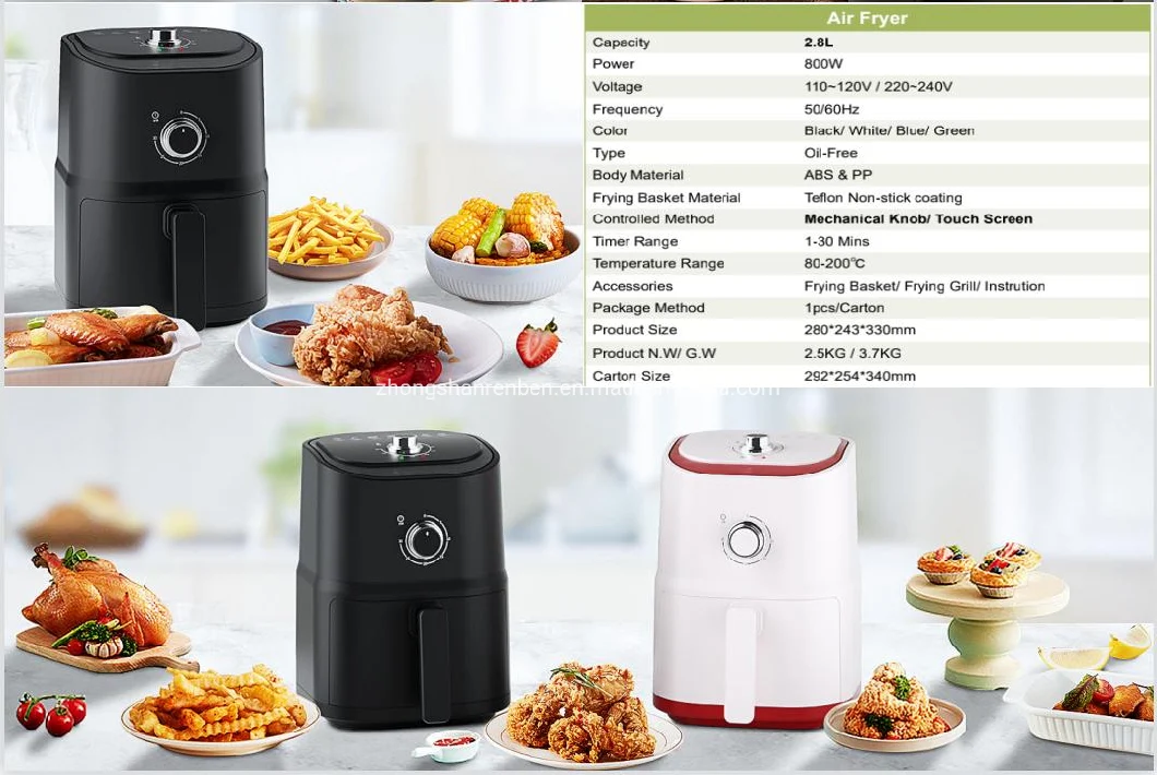 3L Healthy Lifestyle Electric Air Fryer Oil Free Food with Mechanical Knob/Touch Screen